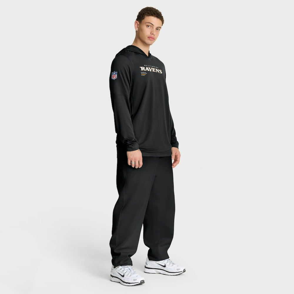 Baltimore Ravens Sideline Pure Fury Performance Long Sleeve Hoodie T-Shirt Black