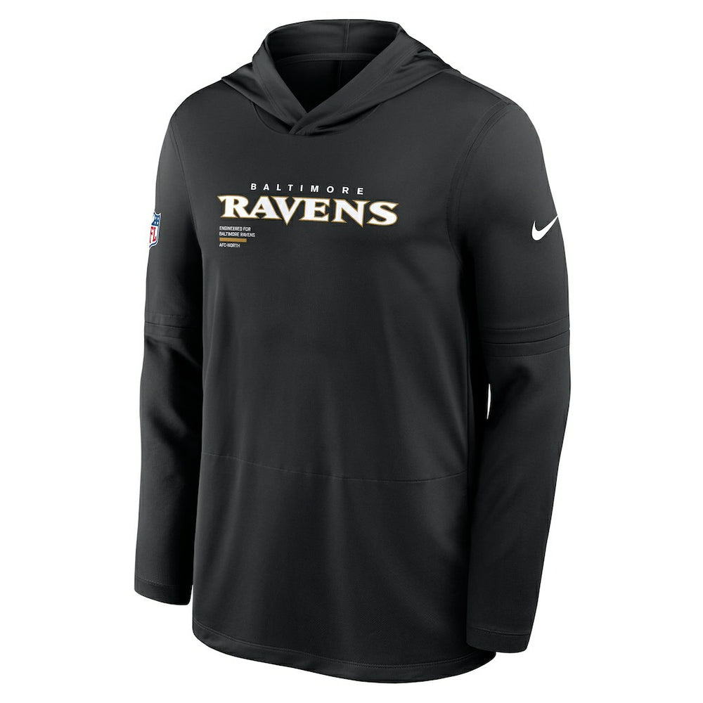 Baltimore Ravens Sideline Pure Fury Performance Long Sleeve Hoodie T-Shirt Black