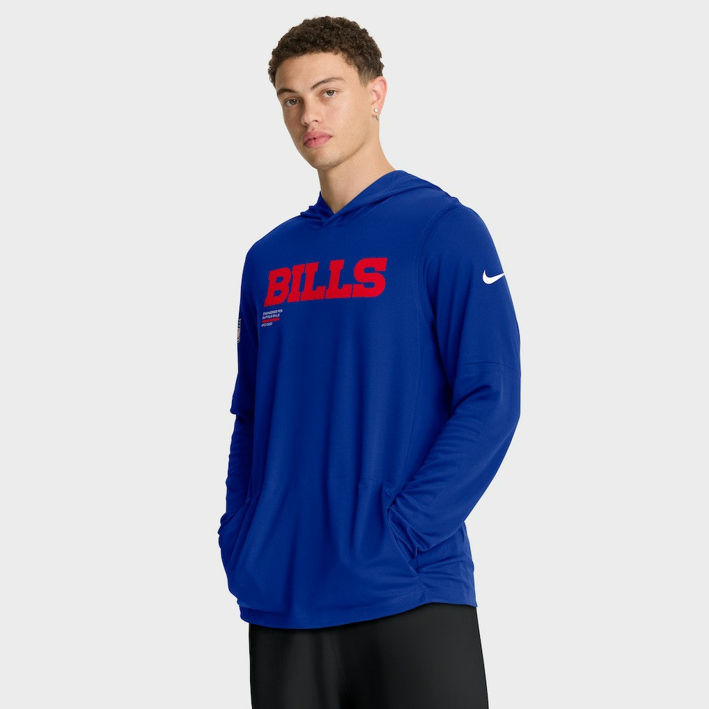Buffalo Bills Sideline Pure Fury Performance Long Sleeve Hoodie T-Shirt Royal
