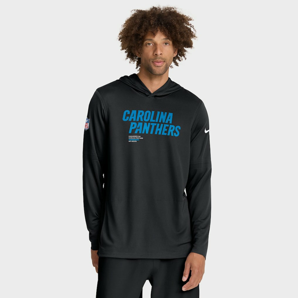 Carolina Panthers Sideline Pure Fury Performance Long Sleeve Hoodie T-Shirt Black