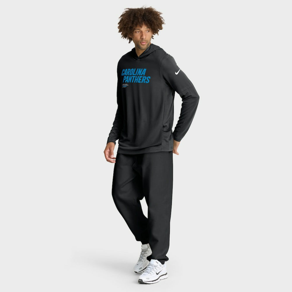 Carolina Panthers Sideline Pure Fury Performance Long Sleeve Hoodie T-Shirt Black