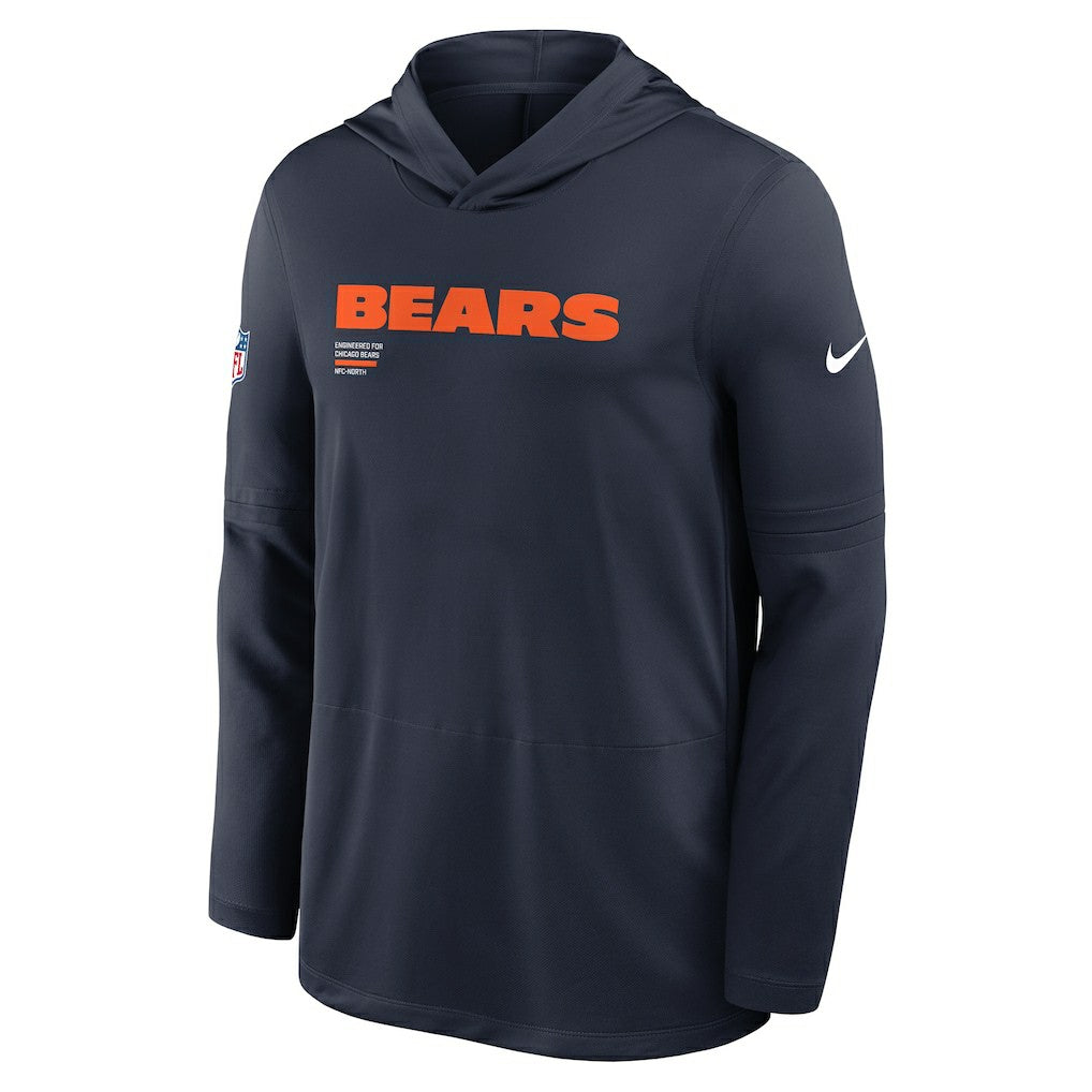 Chicago Bears Sideline Pure Fury Performance Long Sleeve Hoodie T-Shirt Navy