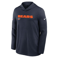 Chicago Bears Sideline Pure Fury Performance Long Sleeve Hoodie T-Shirt Navy
