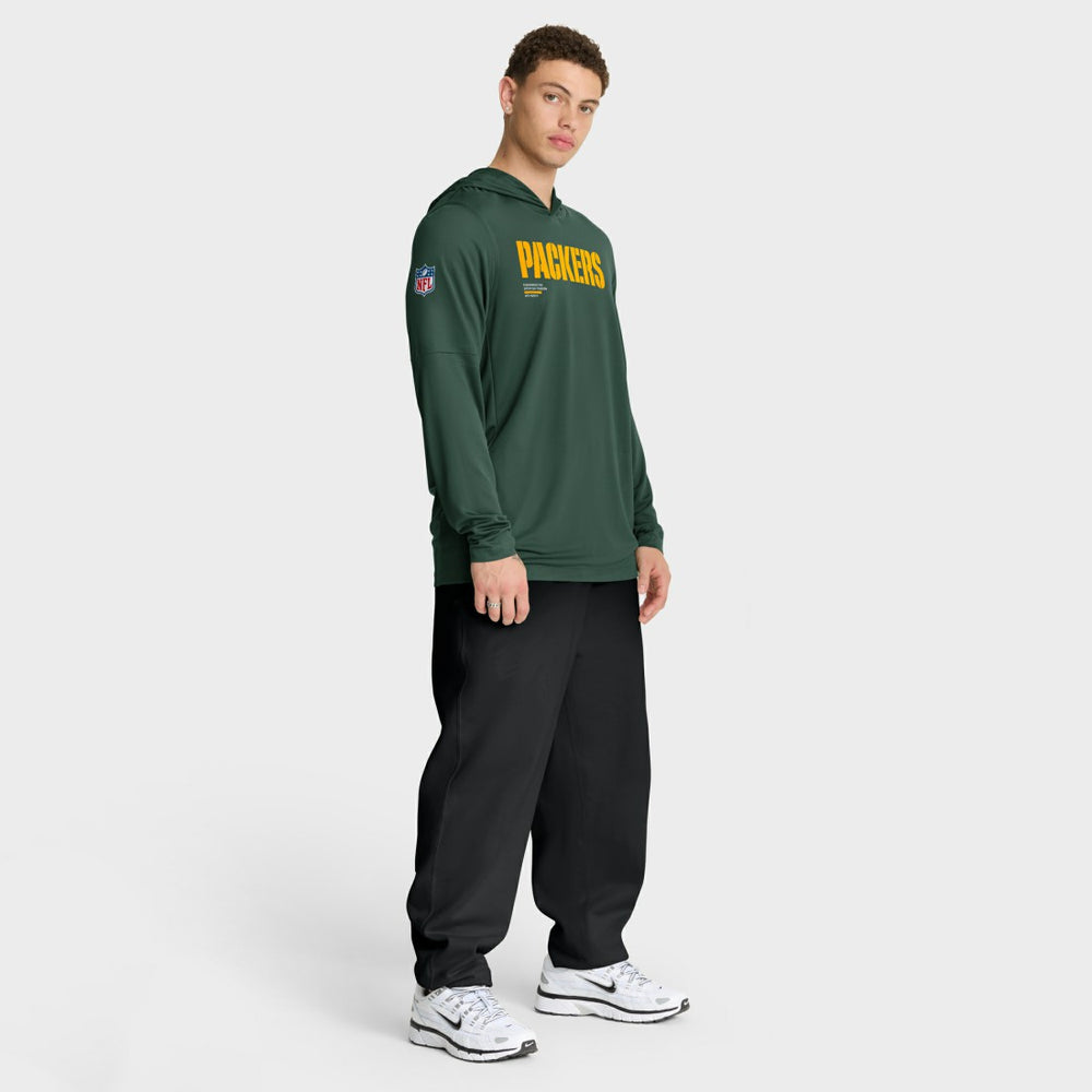 Green Bay Packers Sideline Pure Fury Performance Long Sleeve Hoodie T-Shirt Green
