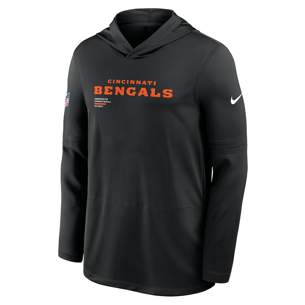 Cincinnati Bengals Sideline Pure Fury Performance Long Sleeve Hoodie T-Shirt Black