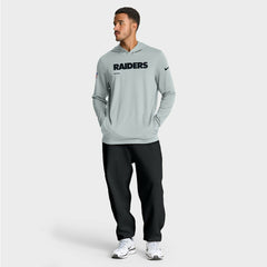 Las Vegas Raiders Sideline Pure Fury Performance Long Sleeve Hoodie T-Shirt Silver
