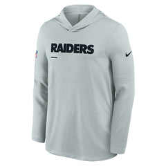 Las Vegas Raiders Sideline Pure Fury Performance Long Sleeve Hoodie T-Shirt Silver