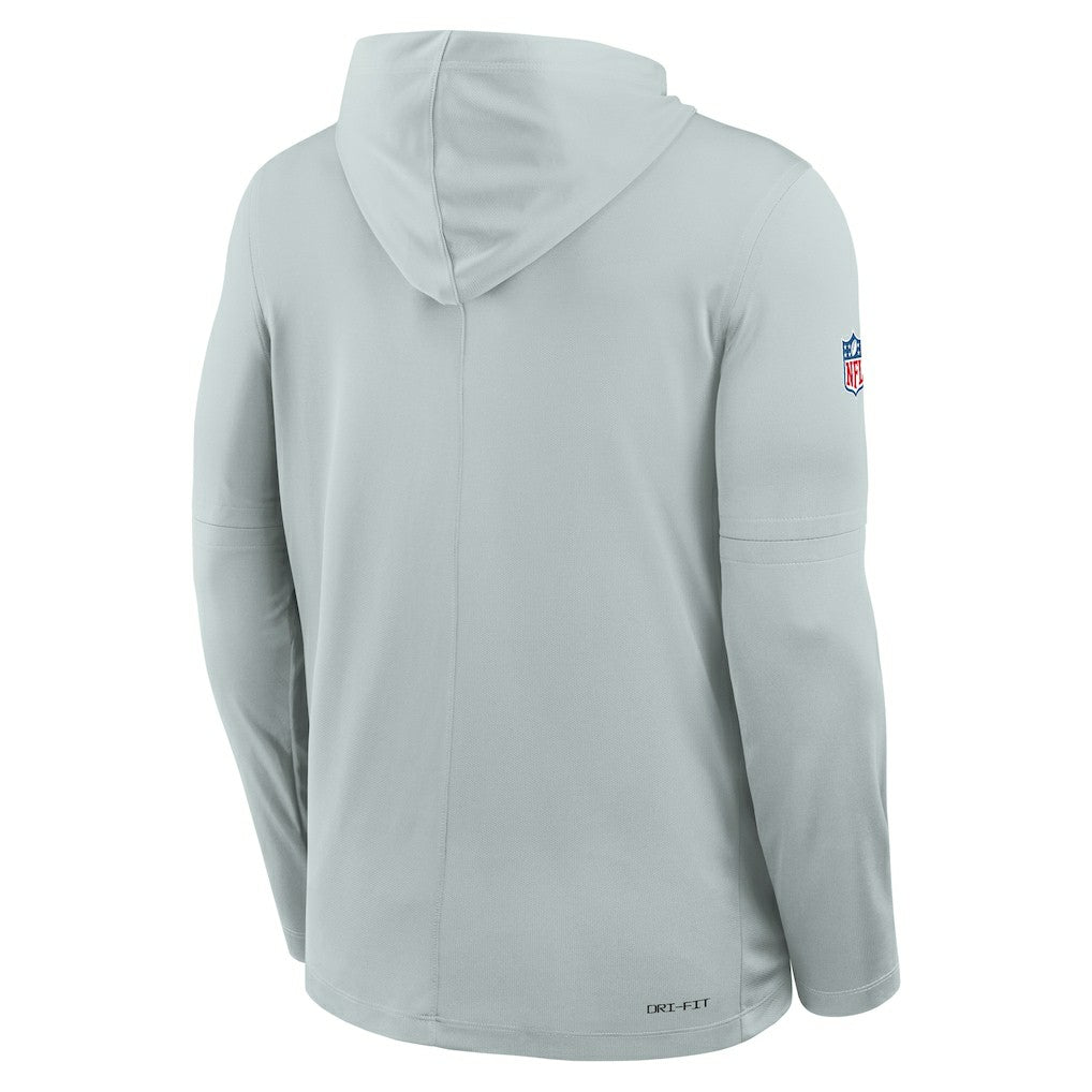 Las Vegas Raiders Sideline Pure Fury Performance Long Sleeve Hoodie T-Shirt Silver