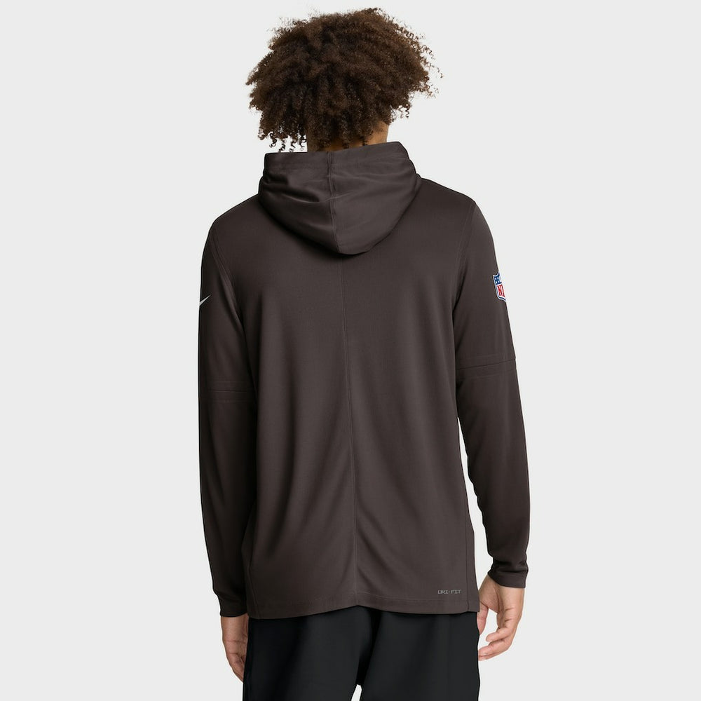 Cleveland Browns Sideline Pure Fury Performance Long Sleeve Hoodie T-Shirt Brown