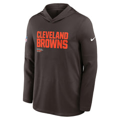 Cleveland Browns Sideline Pure Fury Performance Long Sleeve Hoodie T-Shirt Brown