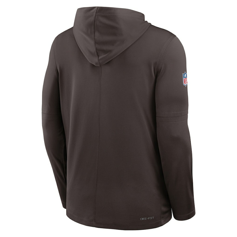 Cleveland Browns Sideline Pure Fury Performance Long Sleeve Hoodie T-Shirt Brown
