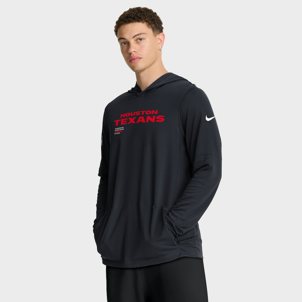Houston Texans Sideline Pure Fury Performance Long Sleeve Hoodie T-Shirt Navy