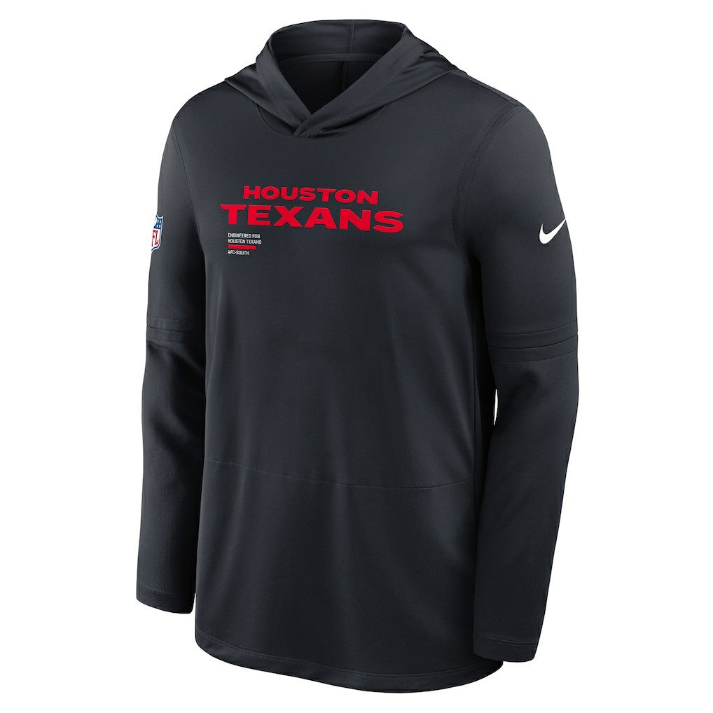 Houston Texans Sideline Pure Fury Performance Long Sleeve Hoodie T-Shirt Navy