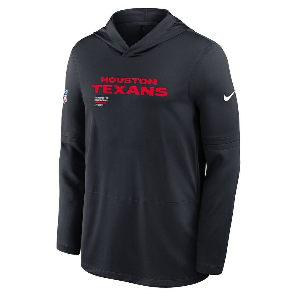 Houston Texans Sideline Pure Fury Performance Long Sleeve Hoodie T-Shirt Navy