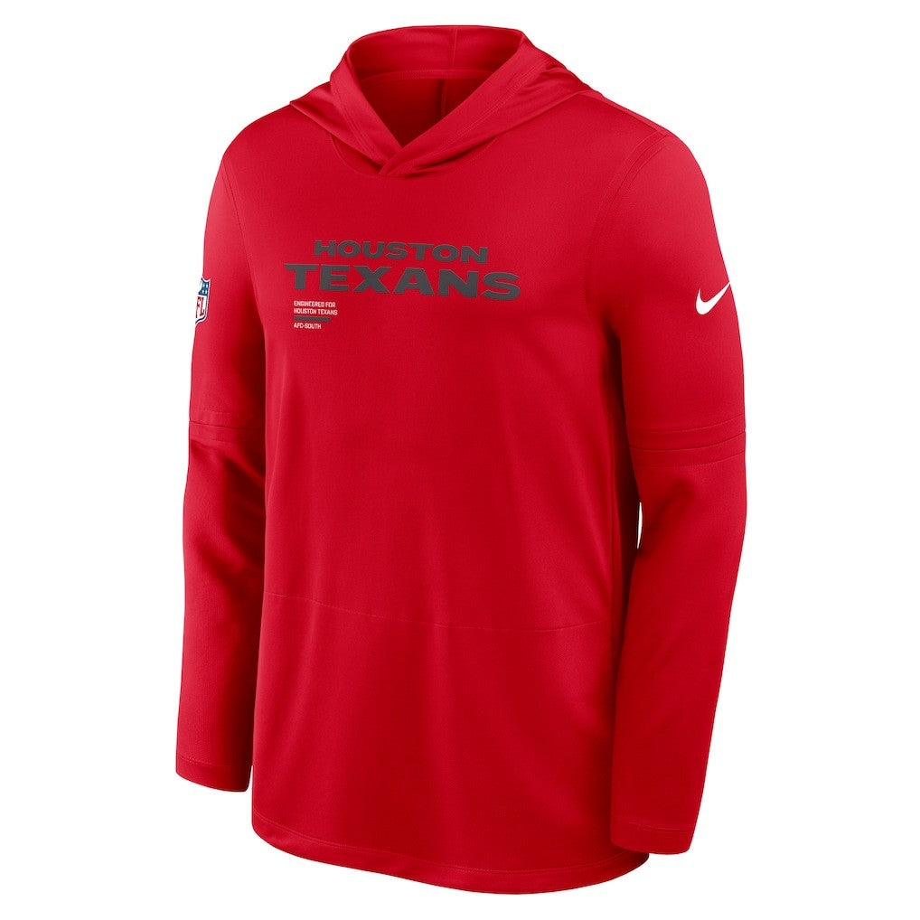 Houston Texans Sideline Pure Fury Performance Long Sleeve Hoodie T-Shirt Red