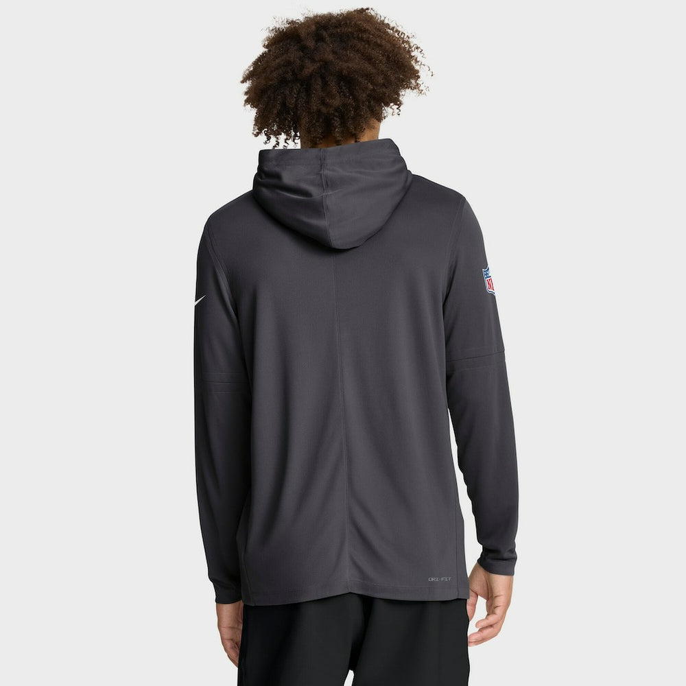 Dallas Cowboys Sideline Pure Fury Performance Long Sleeve Hoodie T-Shirt Anthracite