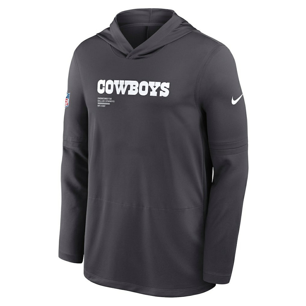 Dallas Cowboys Sideline Pure Fury Performance Long Sleeve Hoodie T-Shirt Anthracite