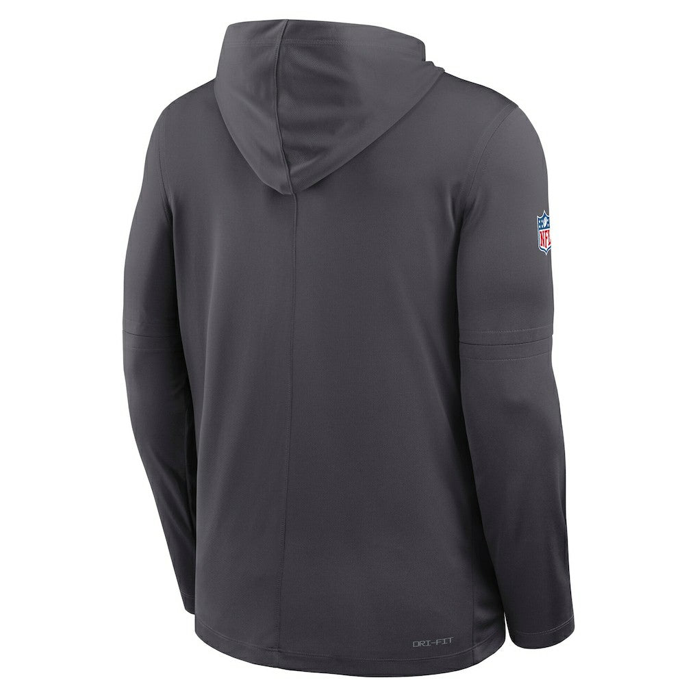 Dallas Cowboys Sideline Pure Fury Performance Long Sleeve Hoodie T-Shirt Anthracite