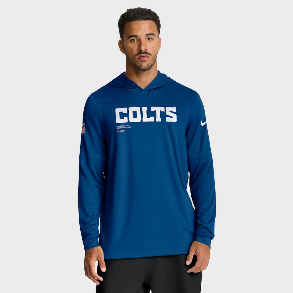 Indianapolis Colts Sideline Pure Fury Performance Long Sleeve Hoodie T-Shirt Royal