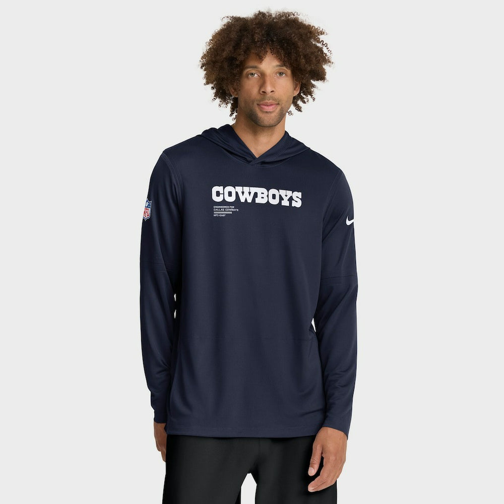 Dallas Cowboys Sideline Pure Fury Performance Long Sleeve Hoodie T-Shirt Navy