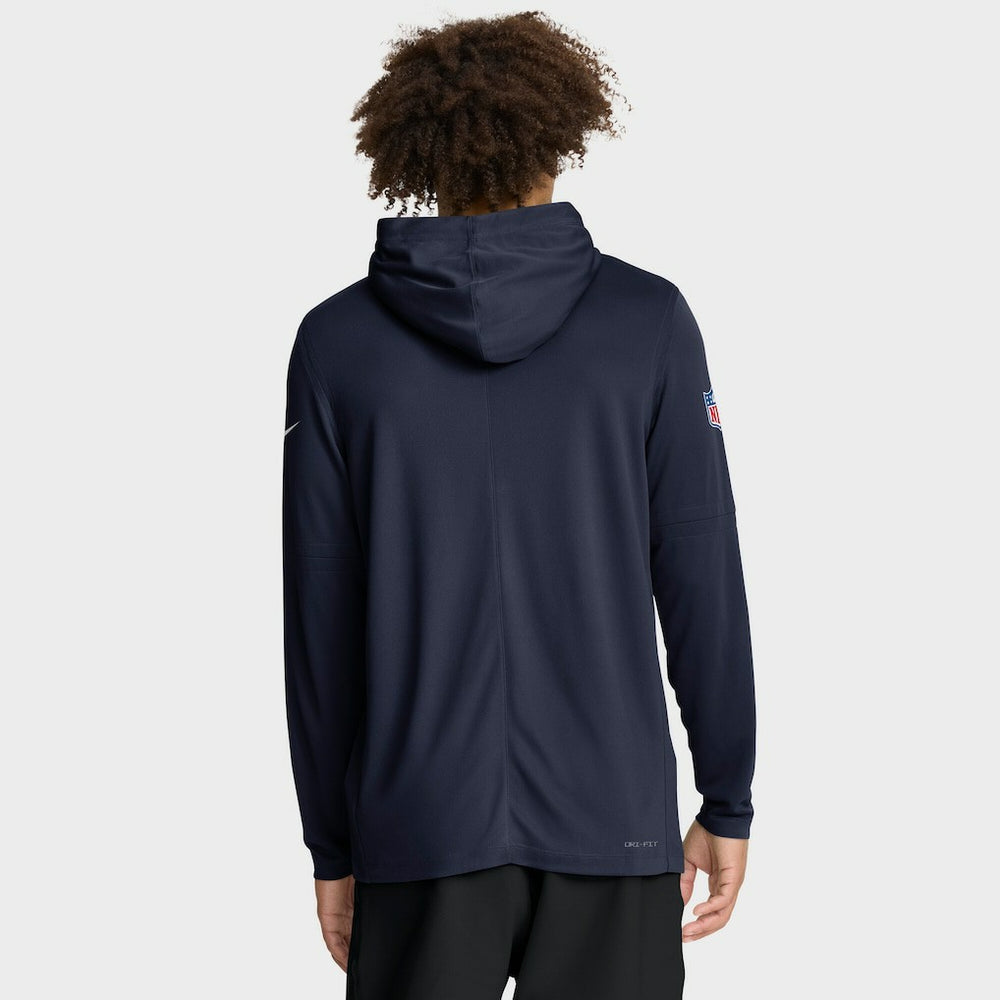 Dallas Cowboys Sideline Pure Fury Performance Long Sleeve Hoodie T-Shirt Navy