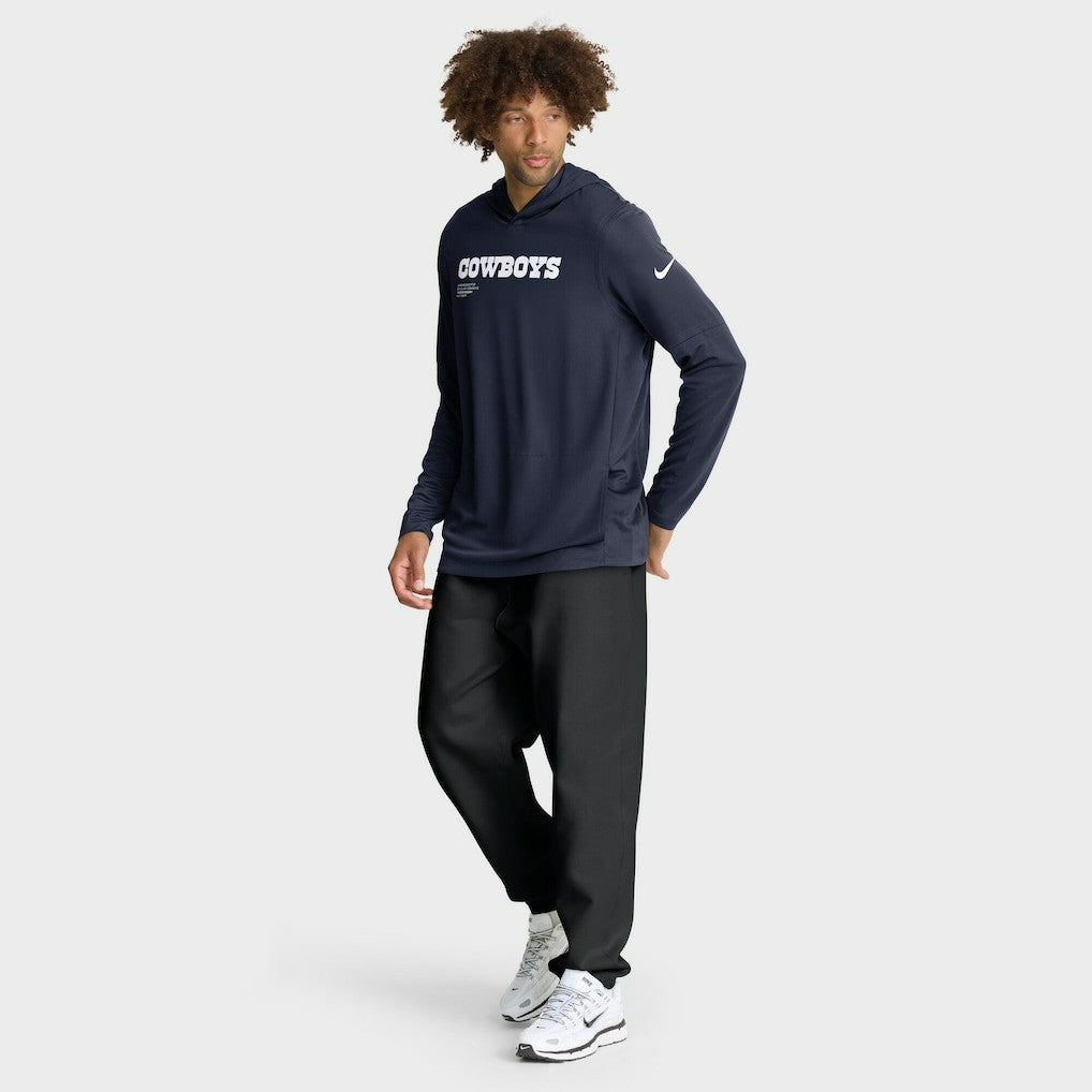 Dallas Cowboys Sideline Pure Fury Performance Long Sleeve Hoodie T-Shirt Navy