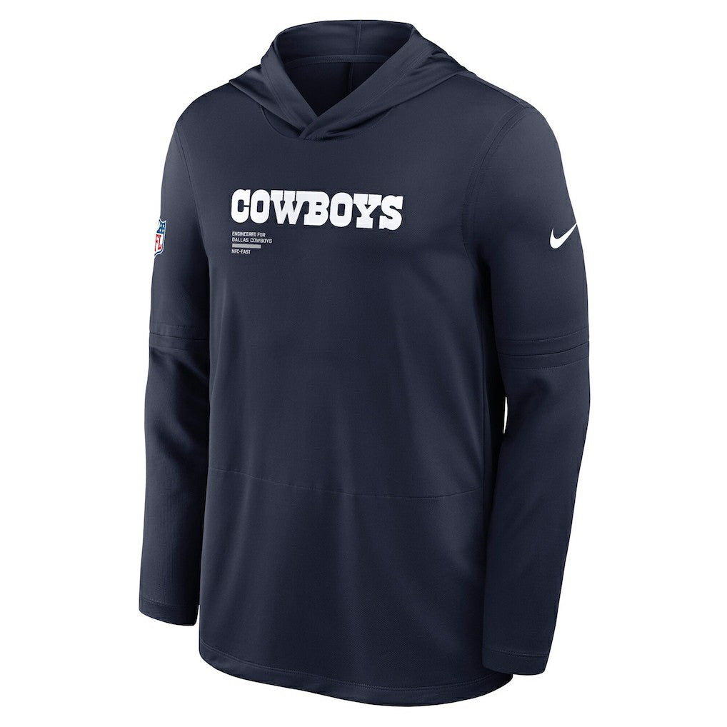 Dallas Cowboys Sideline Pure Fury Performance Long Sleeve Hoodie T-Shirt Navy