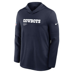 Dallas Cowboys Sideline Pure Fury Performance Long Sleeve Hoodie T-Shirt Navy