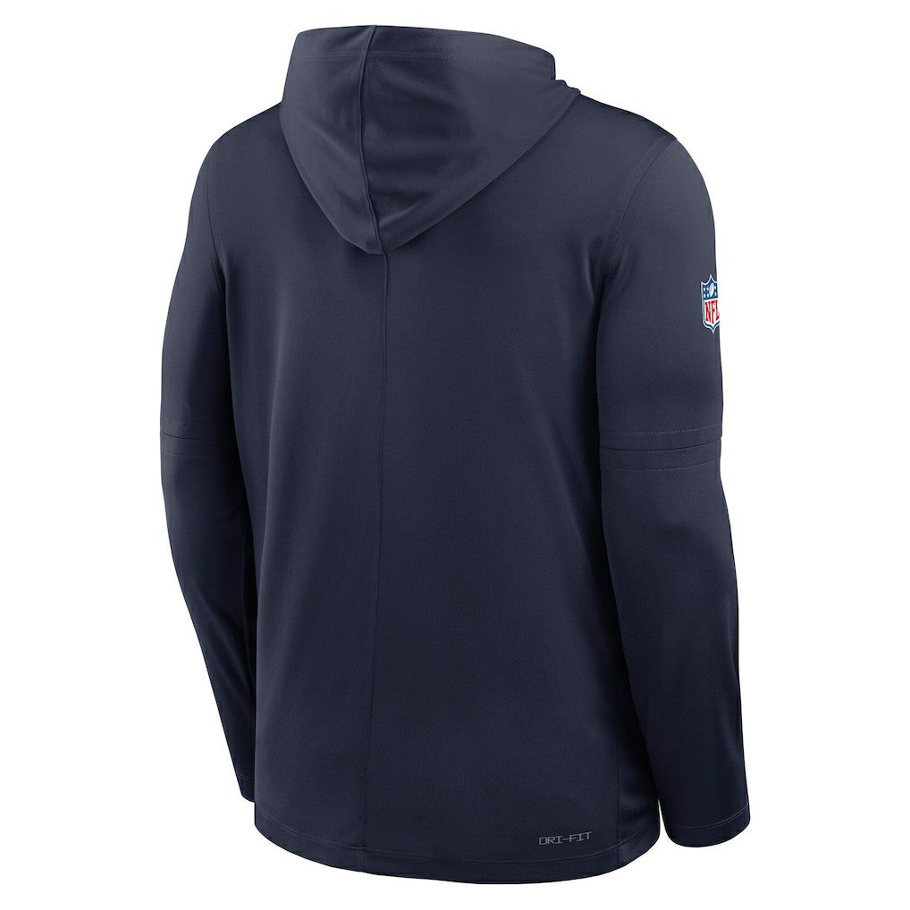 Dallas Cowboys Sideline Pure Fury Performance Long Sleeve Hoodie T-Shirt Navy