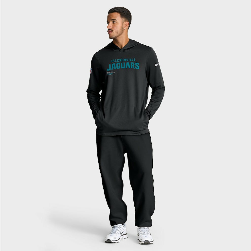Jacksonville Jaguars Sideline Pure Fury Performance Long Sleeve Hoodie T-Shirt Black