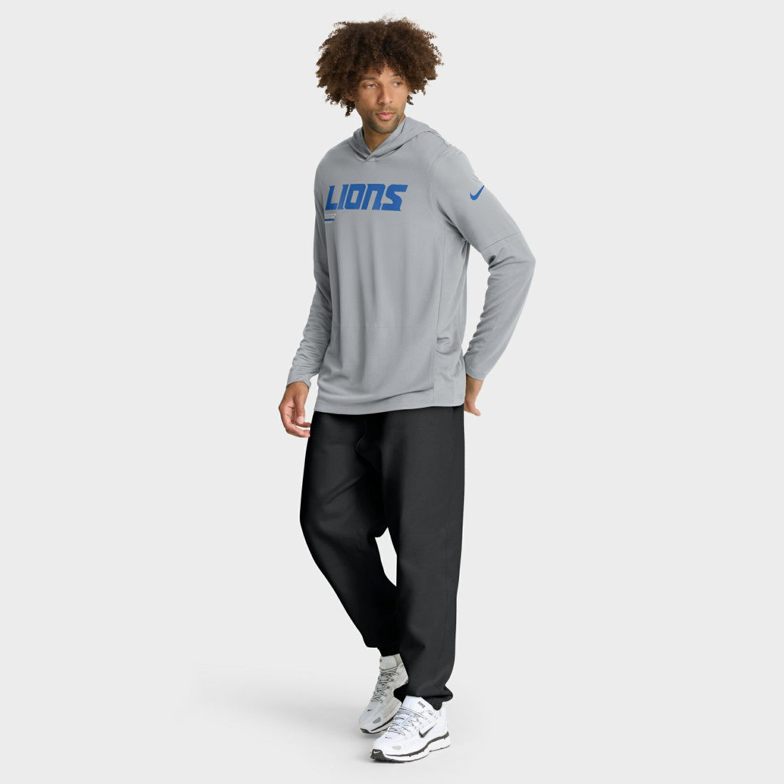 Detroit Lions Sideline Pure Fury Performance Long Sleeve Hoodie T-Shirt Gray