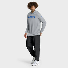 Detroit Lions Sideline Pure Fury Performance Long Sleeve Hoodie T-Shirt Gray