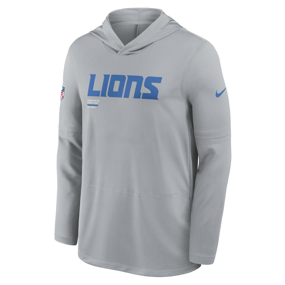 Detroit Lions Sideline Pure Fury Performance Long Sleeve Hoodie T-Shirt Gray