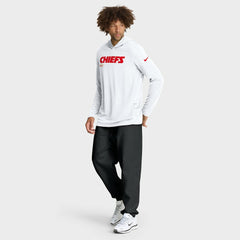 Kansas City Chiefs Sideline Pure Fury Performance Long Sleeve Hoodie T-Shirt White