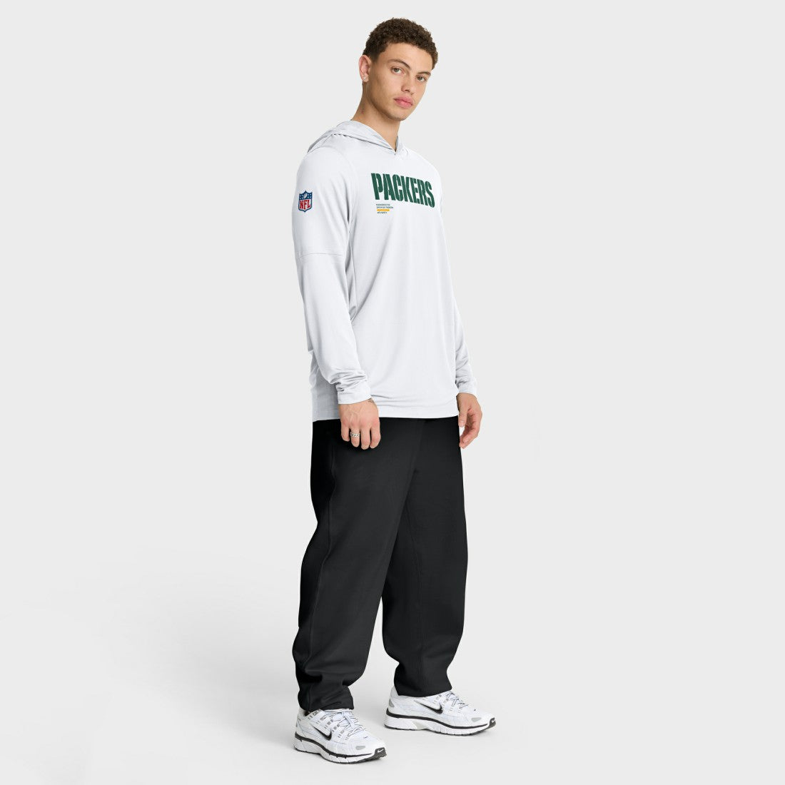 Green Bay Packers Sideline Pure Fury Performance Long Sleeve Hoodie T-Shirt White