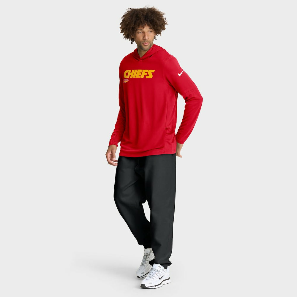 Kansas City Chiefs Sideline Pure Fury Performance Long Sleeve Hoodie T-Shirt Red