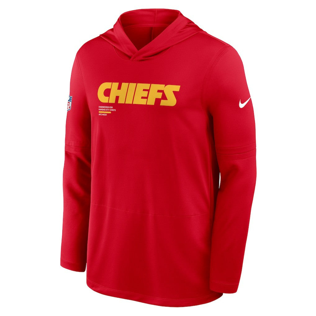 Kansas City Chiefs Sideline Pure Fury Performance Long Sleeve Hoodie T-Shirt Red