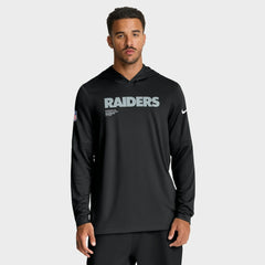 Las Vegas Raiders Sideline Pure Fury Performance Long Sleeve Hoodie T-Shirt Black