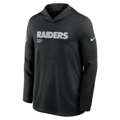 Las Vegas Raiders Sideline Pure Fury Performance Long Sleeve Hoodie T-Shirt Black