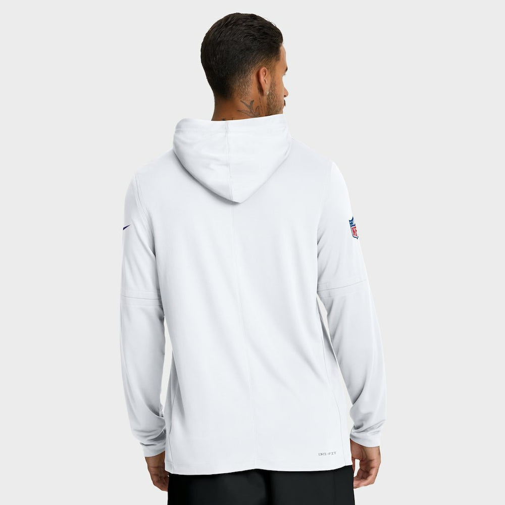 Minnesota Vikings Sideline Pure Fury Performance Long Sleeve Hoodie T-Shirt White