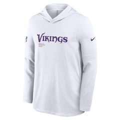 Minnesota Vikings Sideline Pure Fury Performance Long Sleeve Hoodie T-Shirt White