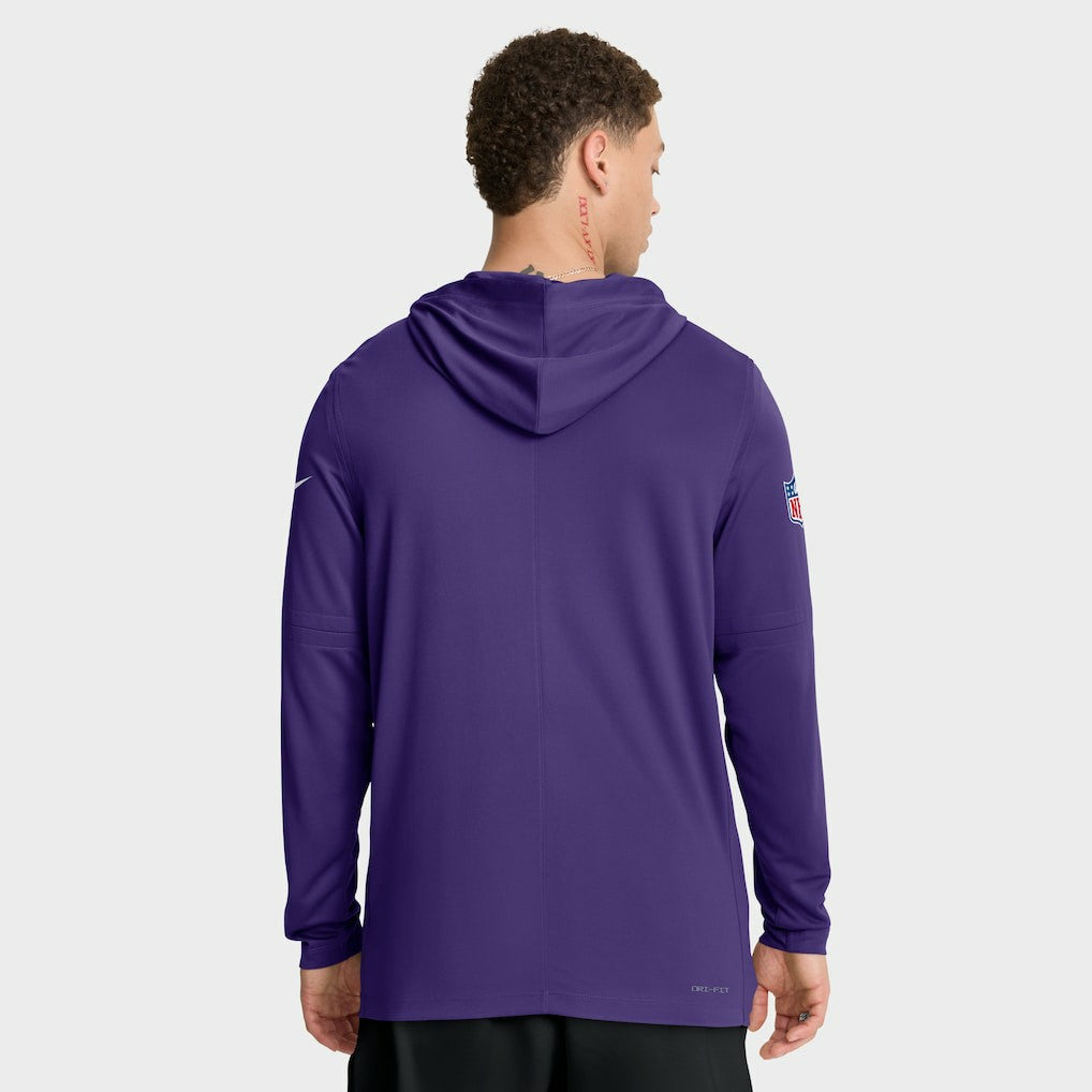 Minnesota Vikings Sideline Pure Fury Performance Long Sleeve Hoodie T-Shirt Purple