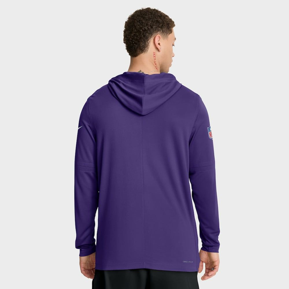Minnesota Vikings Sideline Pure Fury Performance Long Sleeve Hoodie T-Shirt Purple