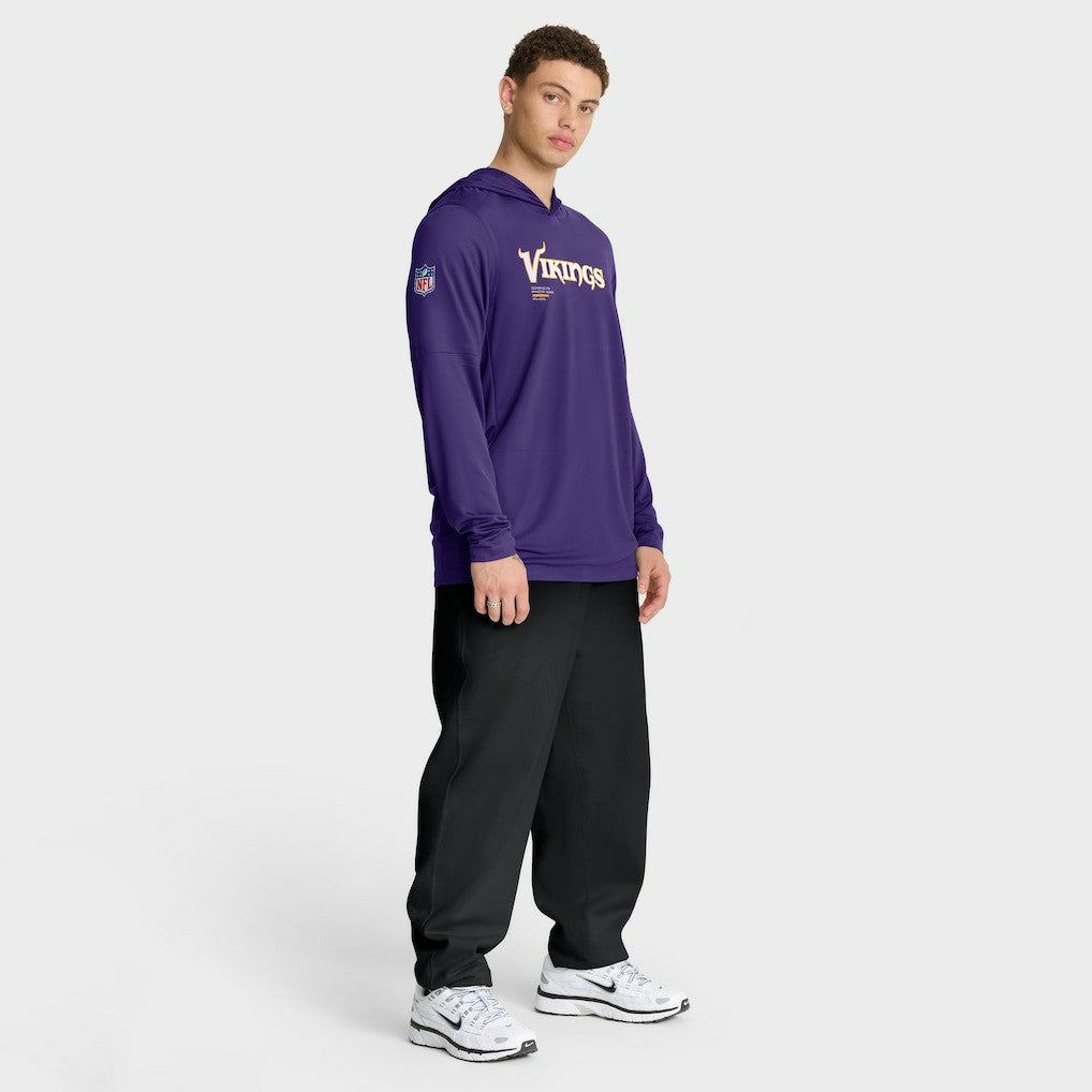 Minnesota Vikings Sideline Pure Fury Performance Long Sleeve Hoodie T-Shirt Purple