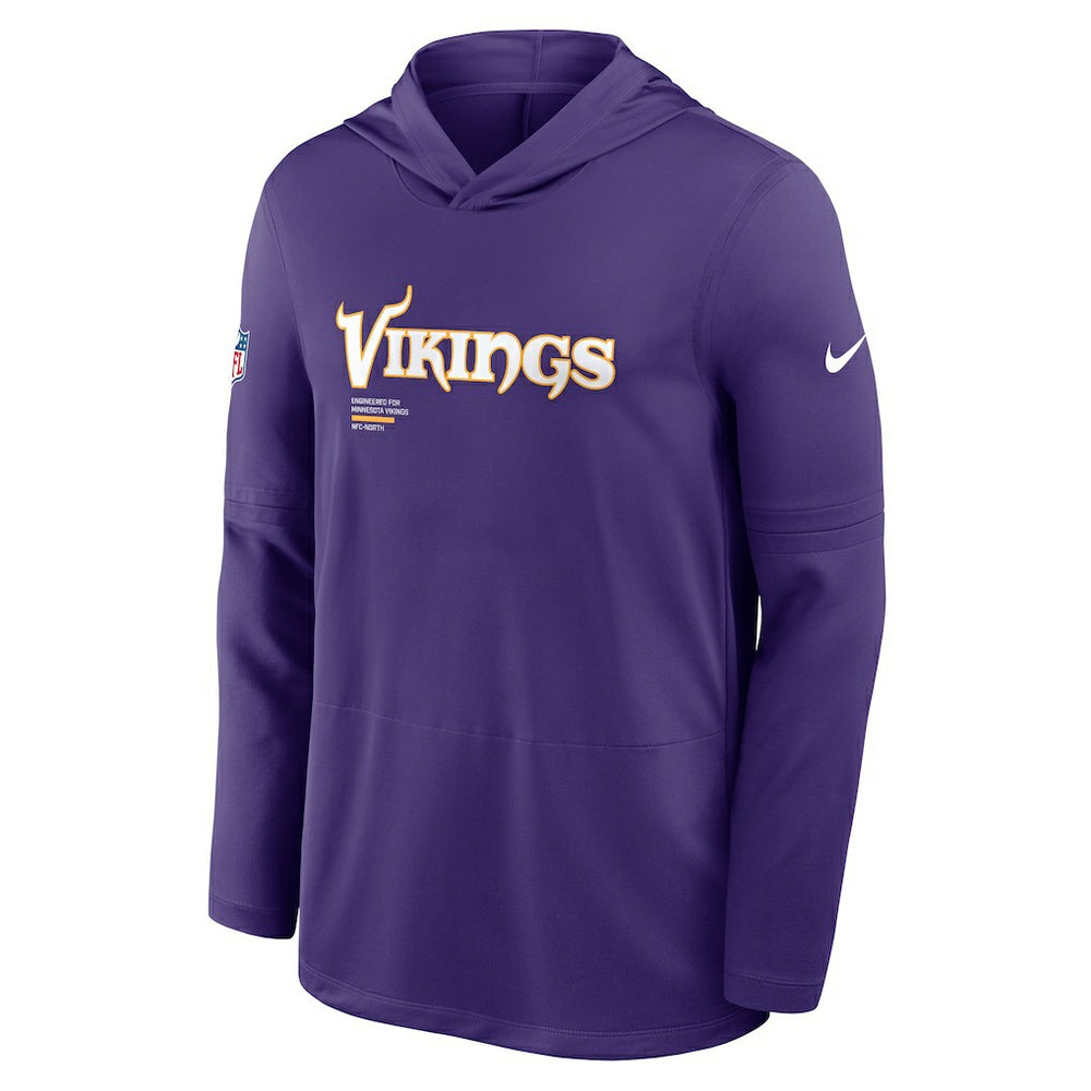 Minnesota Vikings Sideline Pure Fury Performance Long Sleeve Hoodie T-Shirt Purple
