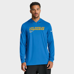 Los Angeles Chargers Sideline Pure Fury Performance Long Sleeve Hoodie T-Shirt Powder Blue