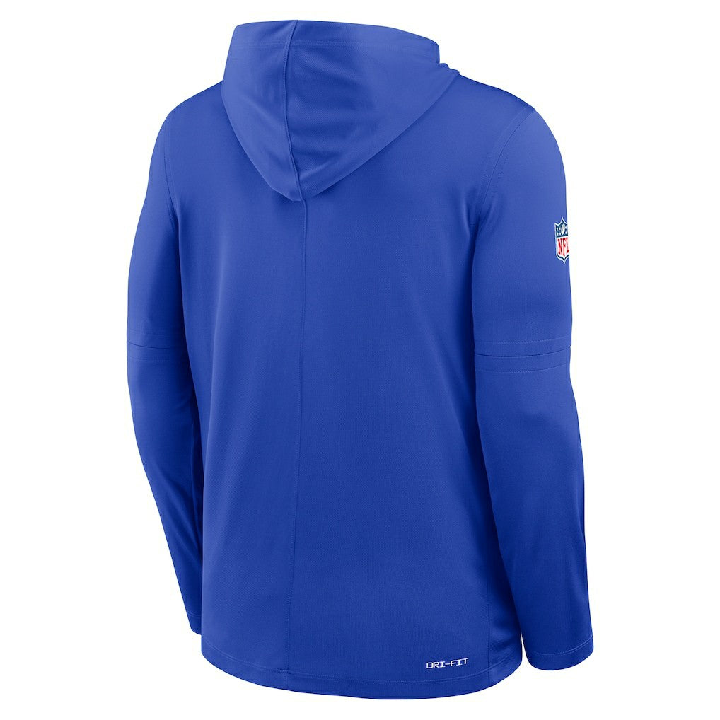 Los Angeles Rams Sideline Pure Fury Performance Long Sleeve Hoodie T-Shirt Royal