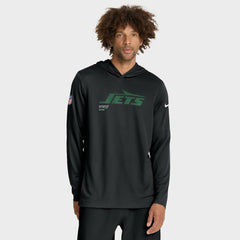 New York Jets Sideline Pure Fury Performance Long Sleeve Hoodie T-Shirt Black
