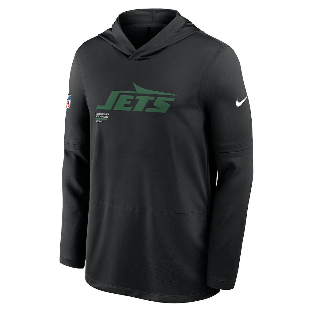 New York Jets Sideline Pure Fury Performance Long Sleeve Hoodie T-Shirt Black