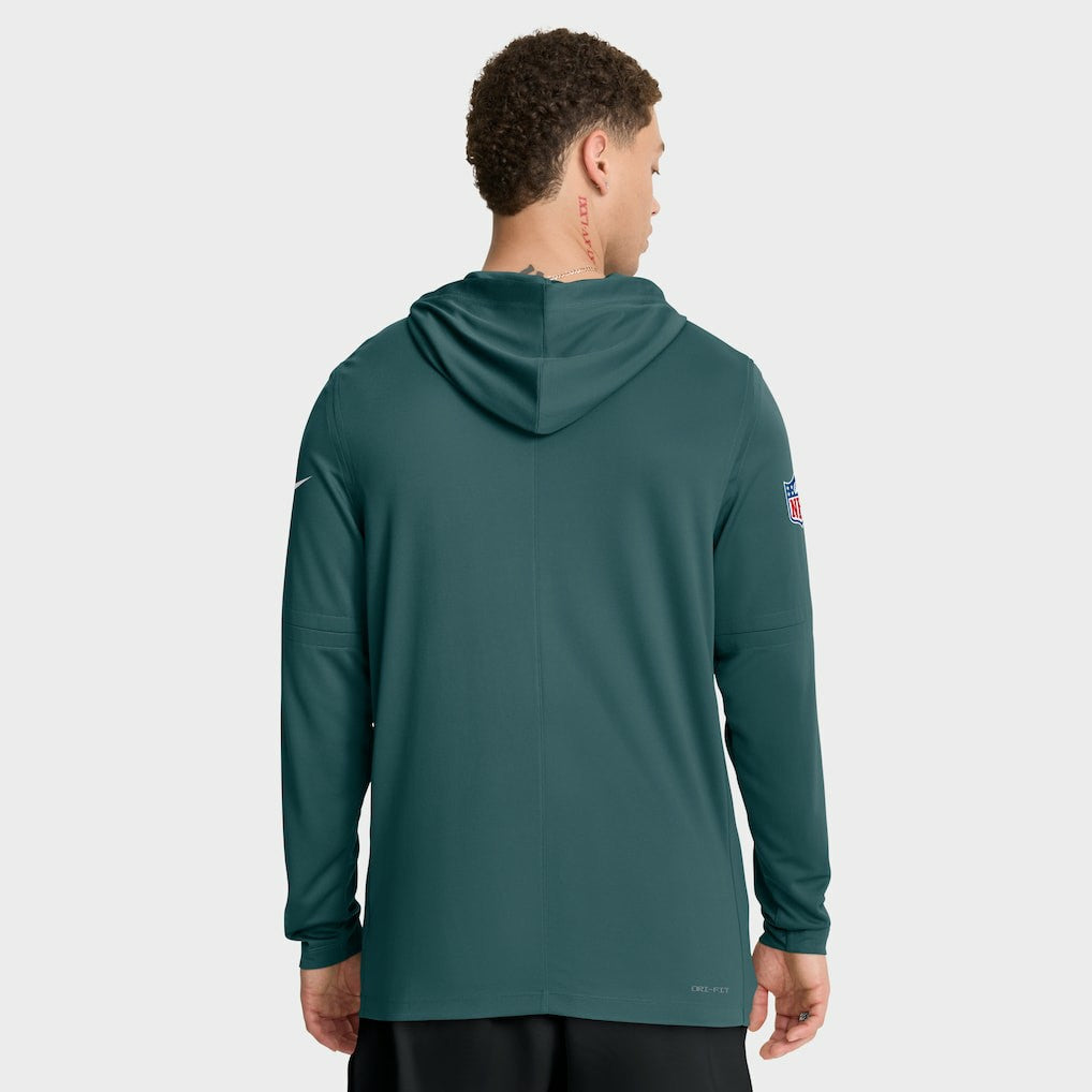Philadelphia Eagles Sideline Pure Fury Performance Long Sleeve Hoodie T-Shirt Green